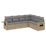 6-Delige Loungeset Met Kussens Poly Rattan Beige