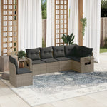 6-Delige Loungeset Met Kussens Poly Rattan Grijs