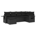 6-Delige Loungeset Met Kussens Poly Rattan Zwart