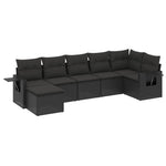 7-Delige Loungeset Met Kussens Poly Rattan Zwart