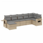 7-Delige Loungeset Met Kussens Poly Rattan Beige
