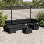 8-Delige Loungeset Met Kussens Poly Rattan Zwart