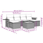7-Delige Loungeset Met Kussens Poly Rattan Zwart