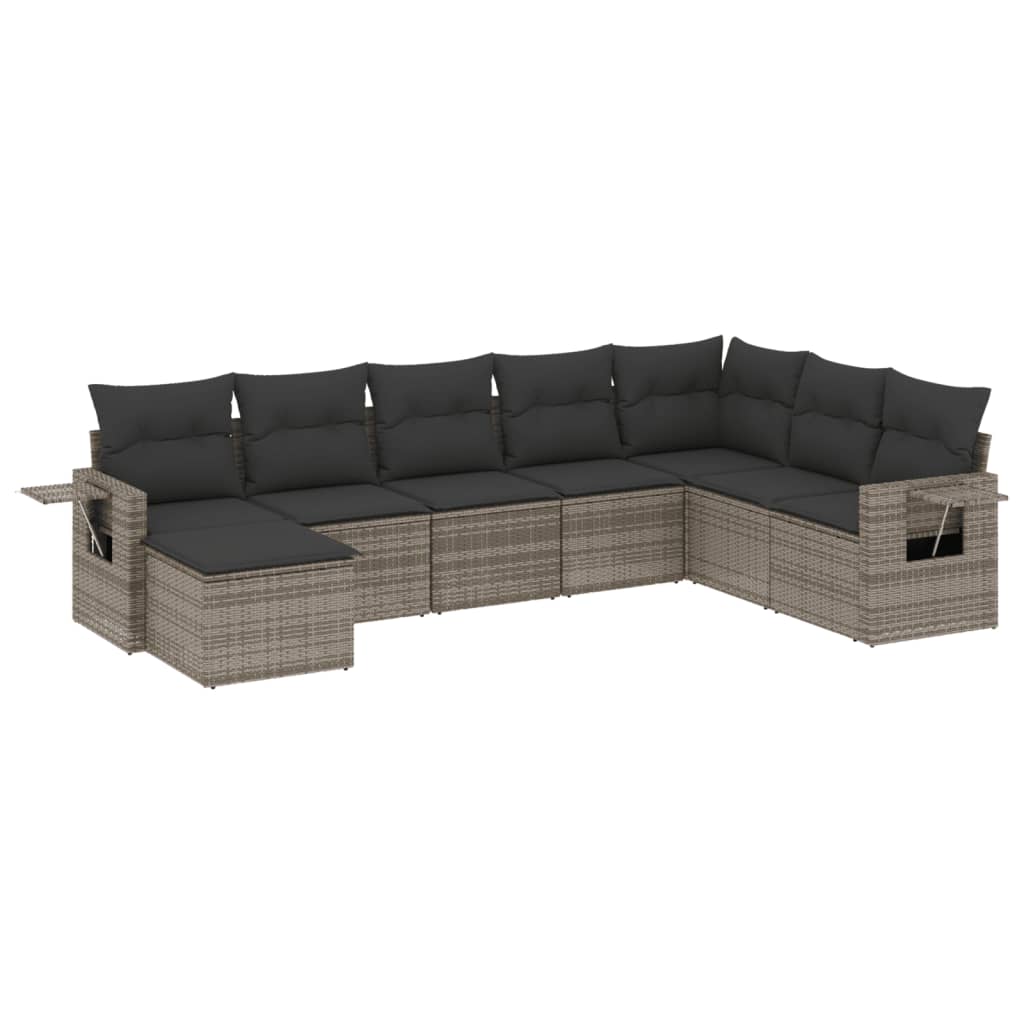 8-Delige Loungeset Met Kussens Poly Rattan Grijs