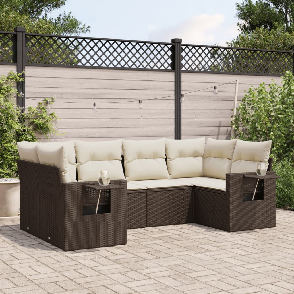 6-Delige Loungeset Met Kussens Poly Rattan