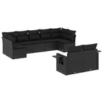 9-Delige Loungeset Met Kussens Poly Rattan Zwart