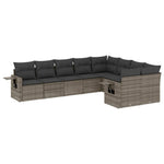 9-Delige Loungeset Met Kussens Poly Rattan Grijs