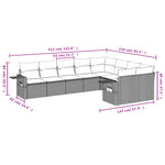 9-Delige Loungeset Met Kussens Poly Rattan Grijs