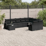 10-Delige Loungeset Met Kussens Poly Rattan Zwart