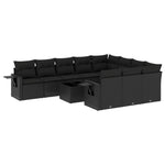 11-Delige Loungeset Met Kussens Poly Rattan Zwart