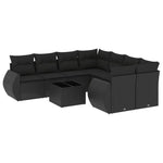 9-Delige Loungeset Met Kussens Poly Rattan Zwart