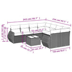 9-Delige Loungeset Met Kussens Poly Rattan Zwart