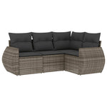 4-Delige Loungeset Met Kussens Poly Rattan Grijs