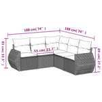 5-Delige Loungeset Met Kussens Poly Rattan Grijs