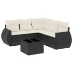 6-Delige Loungeset Met Kussens Poly Rattan Zwart