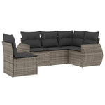 5-Delige Loungeset Met Kussens Poly Rattan Grijs