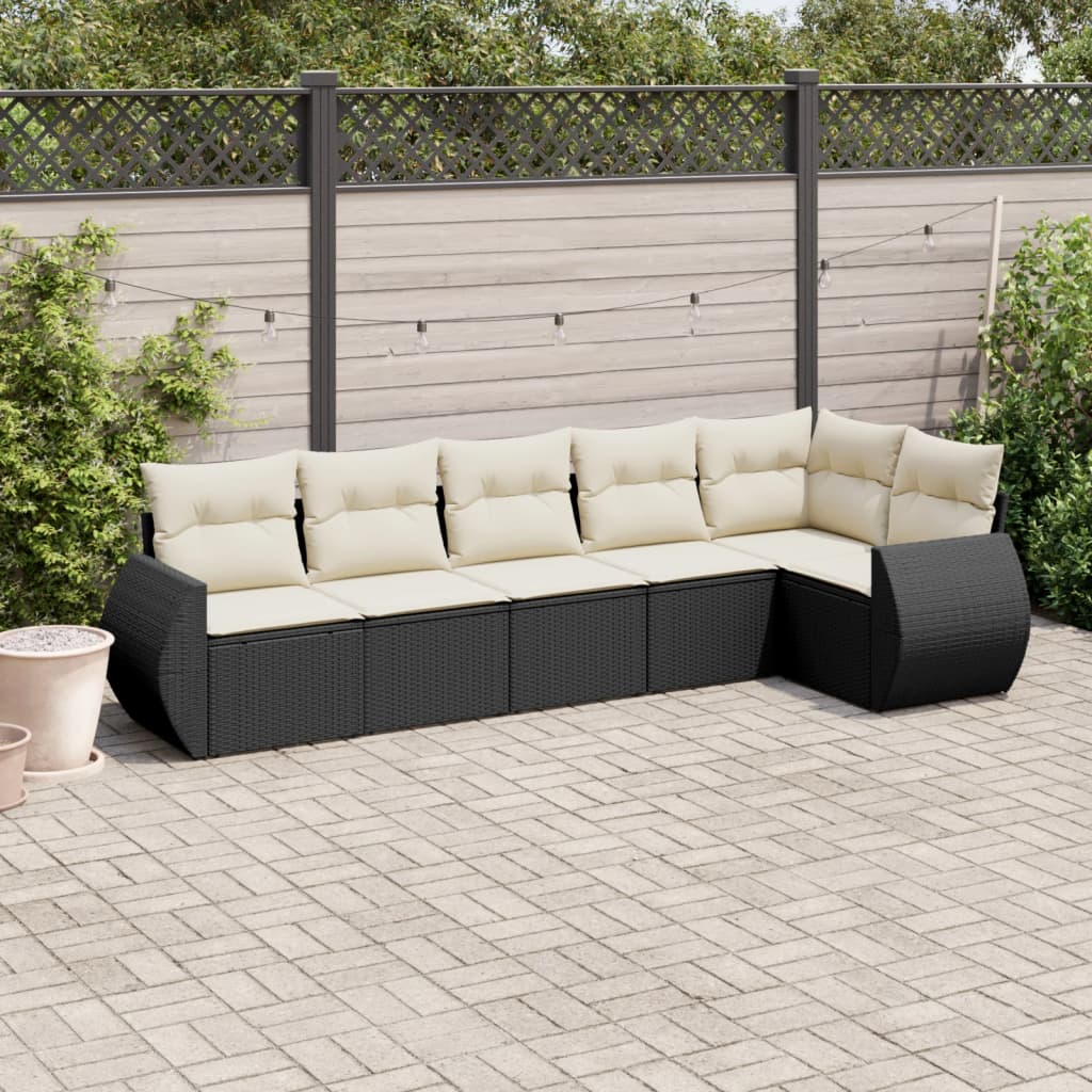 6-Delige Loungeset Met Kussens Poly Rattan Beige