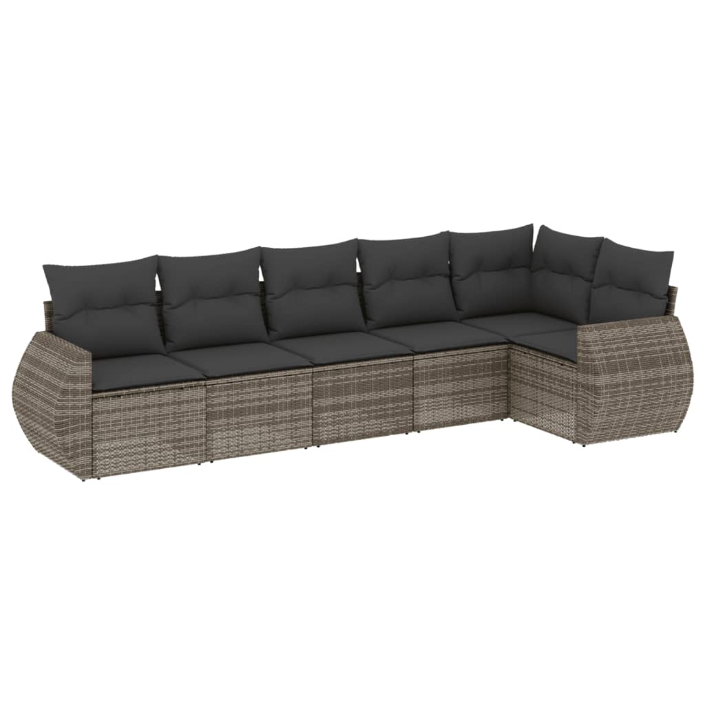 6-Delige Loungeset Met Kussens Poly Rattan Grijs