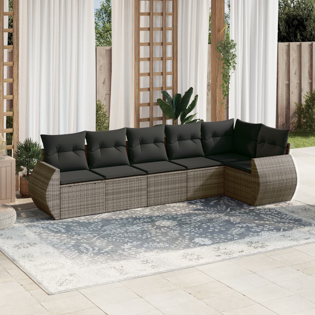 6-Delige Loungeset Met Kussens Poly Rattan Beige