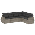 6-Delige Loungeset Met Kussens Poly Rattan Grijs