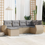 6-Delige Loungeset Met Kussens Poly Rattan Beige