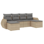 6-Delige Loungeset Met Kussens Poly Rattan Beige