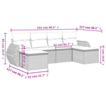 6-Delige Loungeset Met Kussens Poly Rattan Grijs