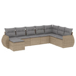 8-Delige Loungeset Met Kussens Poly Rattan Beige