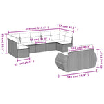 9-Delige Loungeset Met Kussens Poly Rattan Grijs