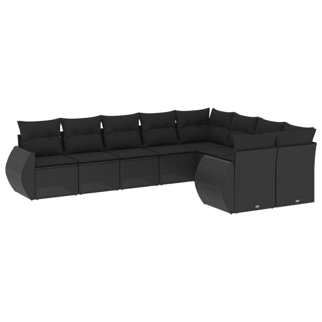 9-Delige Loungeset Met Kussens Poly Rattan