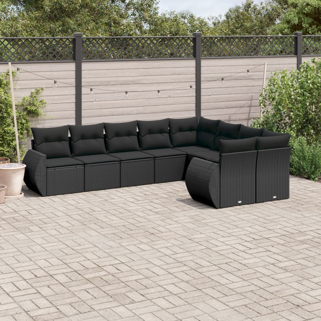 9-Delige Loungeset Met Kussens Poly Rattan