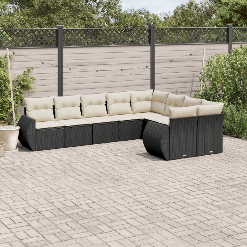 9-Delige Loungeset Met Kussens Poly Rattan