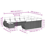 11-Delige Loungeset Met Kussens Poly Rattan Zwart