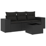 4-Delige Loungeset Met Kussens Poly Rattan Zwart
