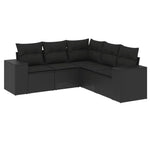 5-Delige Loungeset Met Kussens Poly Rattan Zwart