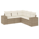 5-Delige Loungeset Met Kussens Poly Rattan Beige