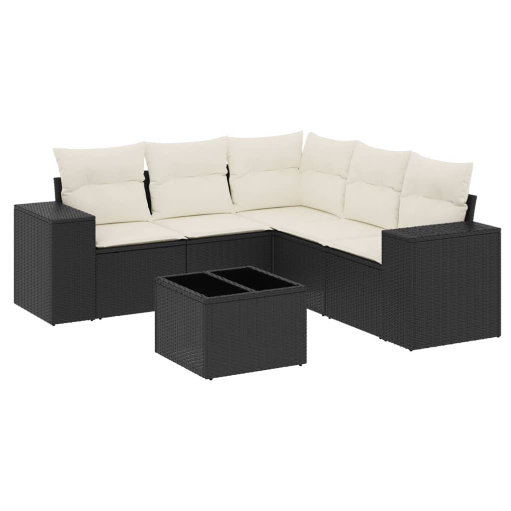6-Delige Loungeset Met Kussens Poly Rattan Zwart