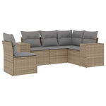 5-Delige Loungeset Met Kussens Poly Rattan Beige