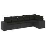 6-Delige Loungeset Met Kussens Poly Rattan Zwart