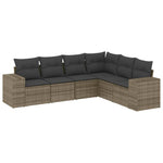 6-Delige Loungeset Met Kussens Poly Rattan Grijs