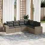 6-Delige Loungeset Met Kussens Poly Rattan Grijs