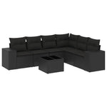 7-Delige Loungeset Met Kussens Poly Rattan Zwart