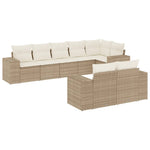 8-Delige Loungeset Met Kussens Poly Rattan Beige