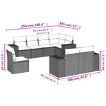 8-Delige Loungeset Met Kussens Poly Rattan Beige
