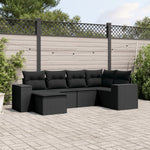 6-Delige Loungeset Met Kussens Poly Rattan Zwart