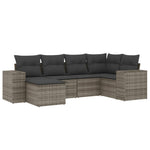 6-Delige Loungeset Met Kussens Poly Rattan Grijs