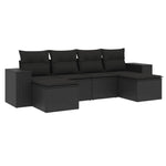 6-Delige Loungeset Met Kussens Poly Rattan Zwart