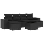7-Delige Loungeset Met Kussens Poly Rattan Zwart