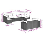 9-Delige Loungeset Met Kussens Poly Rattan Zwart