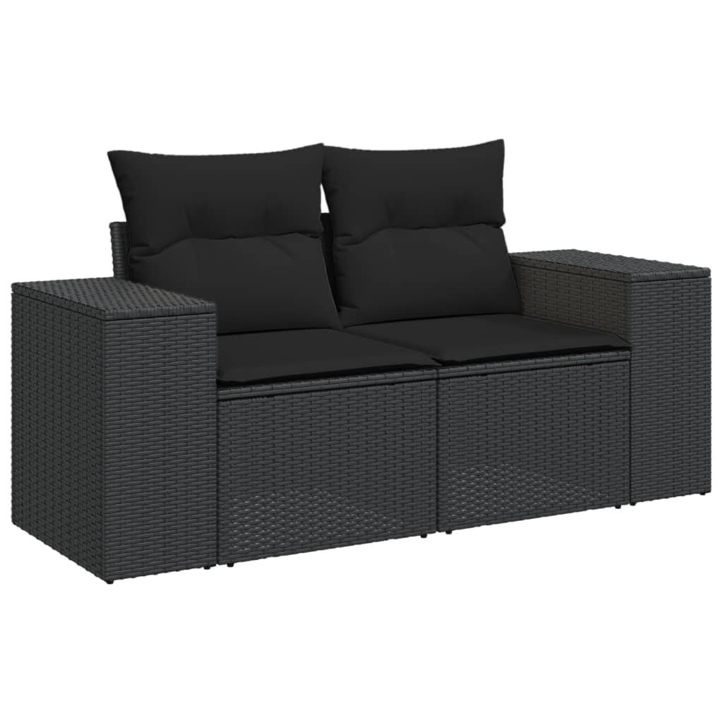 10-Delige Loungeset Met Kussens Poly Rattan Zwart